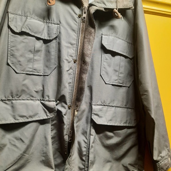 Vtg Woolrich Khaki Blanket Wool lining Chore Parka Field Hiking Jacket LG - Picture 4 of 14